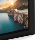 Extra large black wall art depicting Lake Mead, Nevada, with textured, colorful art on framed canvas.