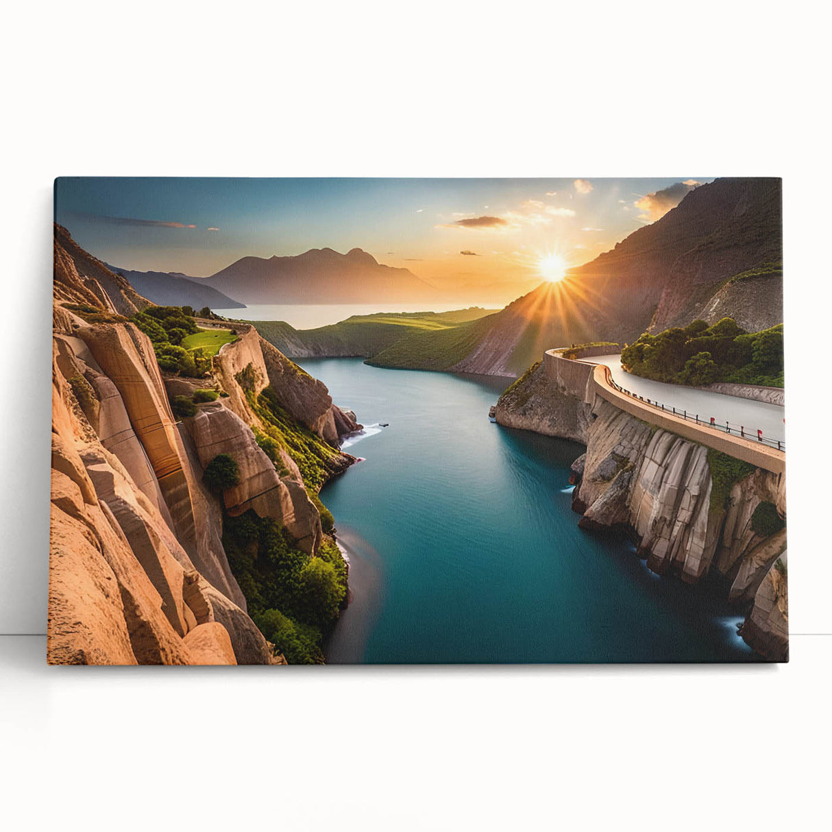 Landscape photo of Lake Mead in black and white on a large stretched canvas, ideal for kitchen wall art or bedroom ambiance.