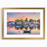 Abstract art print of New Hampshire scenery in textured gold frame, ideal for extra large wall art in a living room.