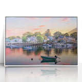 Art deco style poster depicting New Hampshire scenery in muted earth tones, framed acrylic.