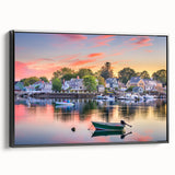 Black and white framed canvas depicting a vintage New Hampshire landscape, ideal for bedroom wall decor.