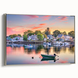 Framed canvas featuring a vintage-style landscape painting of New Hampshire, with muted earth tones.