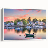 Vintage poster art of a New Hampshire landscape on framed canvas, featuring vibrant autumn colors.