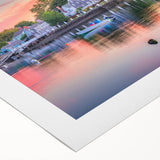 Art deco poster of New Hampshire scenery in muted earth tones on rolled canvas, suitable for dining room wall art.