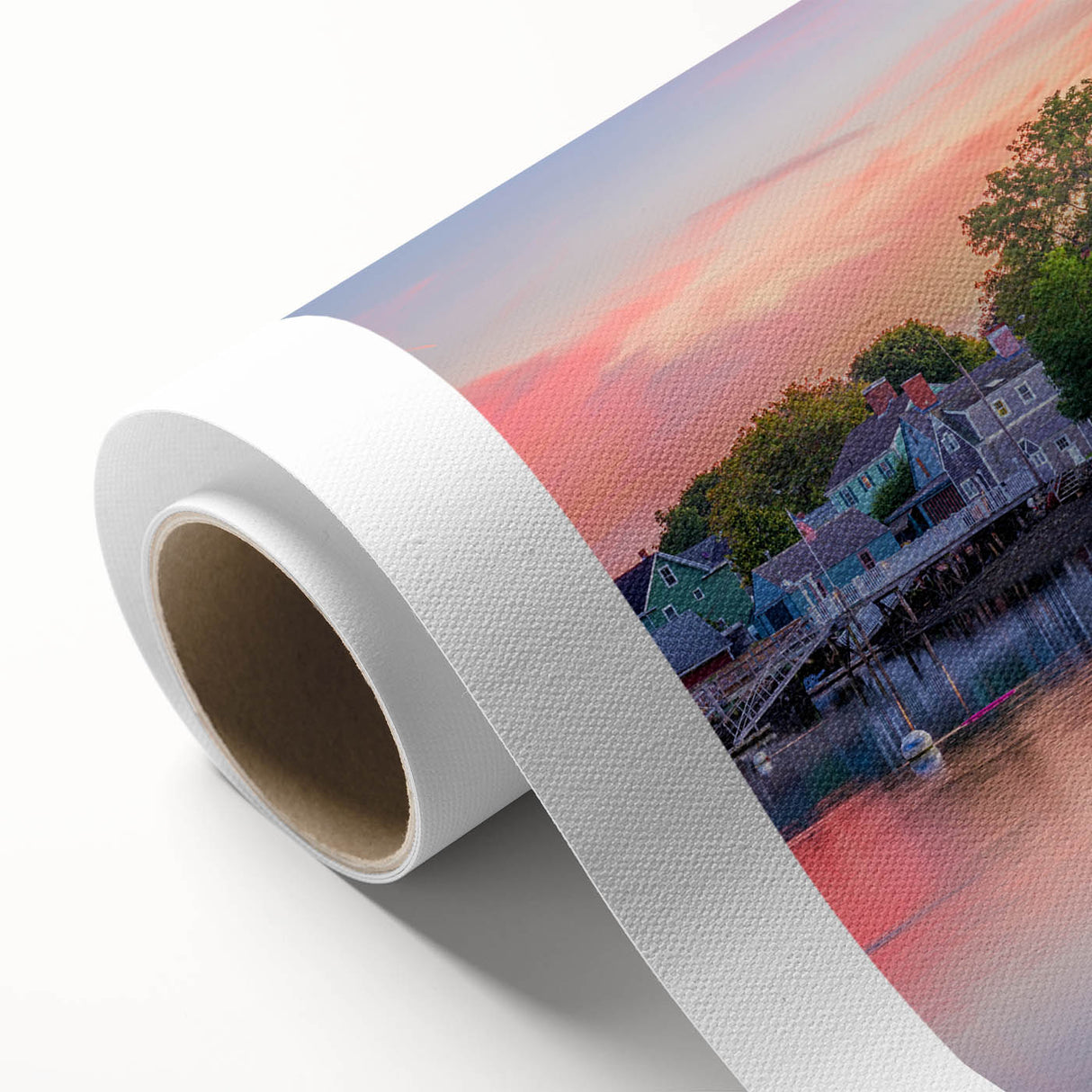 Art Deco poster of New Hampshire scenery on rolled canvas, featuring muted earth tones, ideal for nursery wall art.