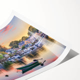 Extra large wall art featuring line art flowers in soft pastel colors on a rolled print, ideal for large living room decor.