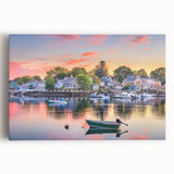 Black and white stretched canvas featuring a serene New Hampshire landscape, ideal for kitchen wall art.
