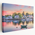 Stretched canvas wall art featuring a serene New Hampshire landscape in muted earth tones, suitable for kitchen decor.