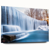 Large abstract wall art of New Jersey scenery on acrylic glass, in muted earth tones, ideal for bedroom or dining room decor.