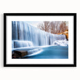 Extra large abstract art print depicting a colorful, textured New Jersey scenery, framed in black.