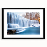 Extra large abstract art print depicting a colorful, textured New Jersey scenery, framed in black.