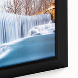 Extra large framed canvas of a textured New Jersey scenery in black with colorful art accents, ideal for living room decor.
