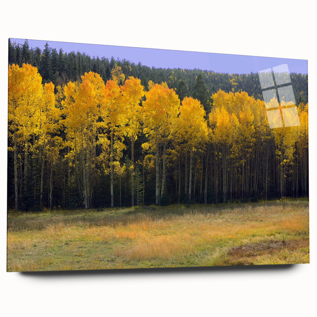 Large abstract wall art depicting a New Mexico landscape in muted earth tones on acrylic glass.