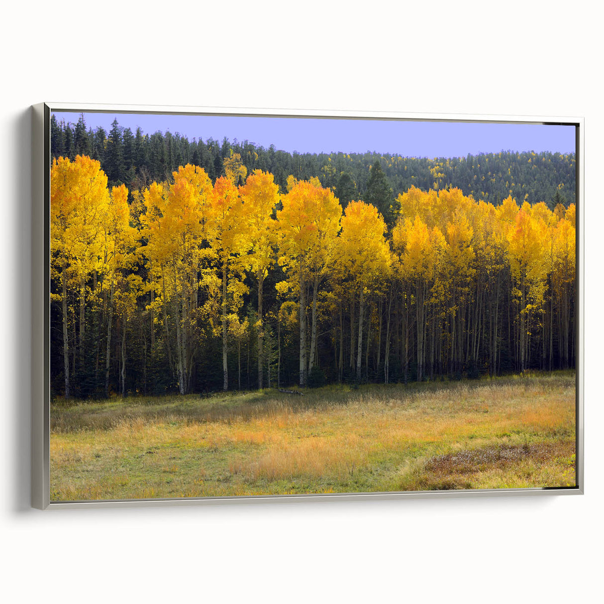 Framed canvas of a New Mexico landscape painting in vibrant colors, ideal for living room decor.