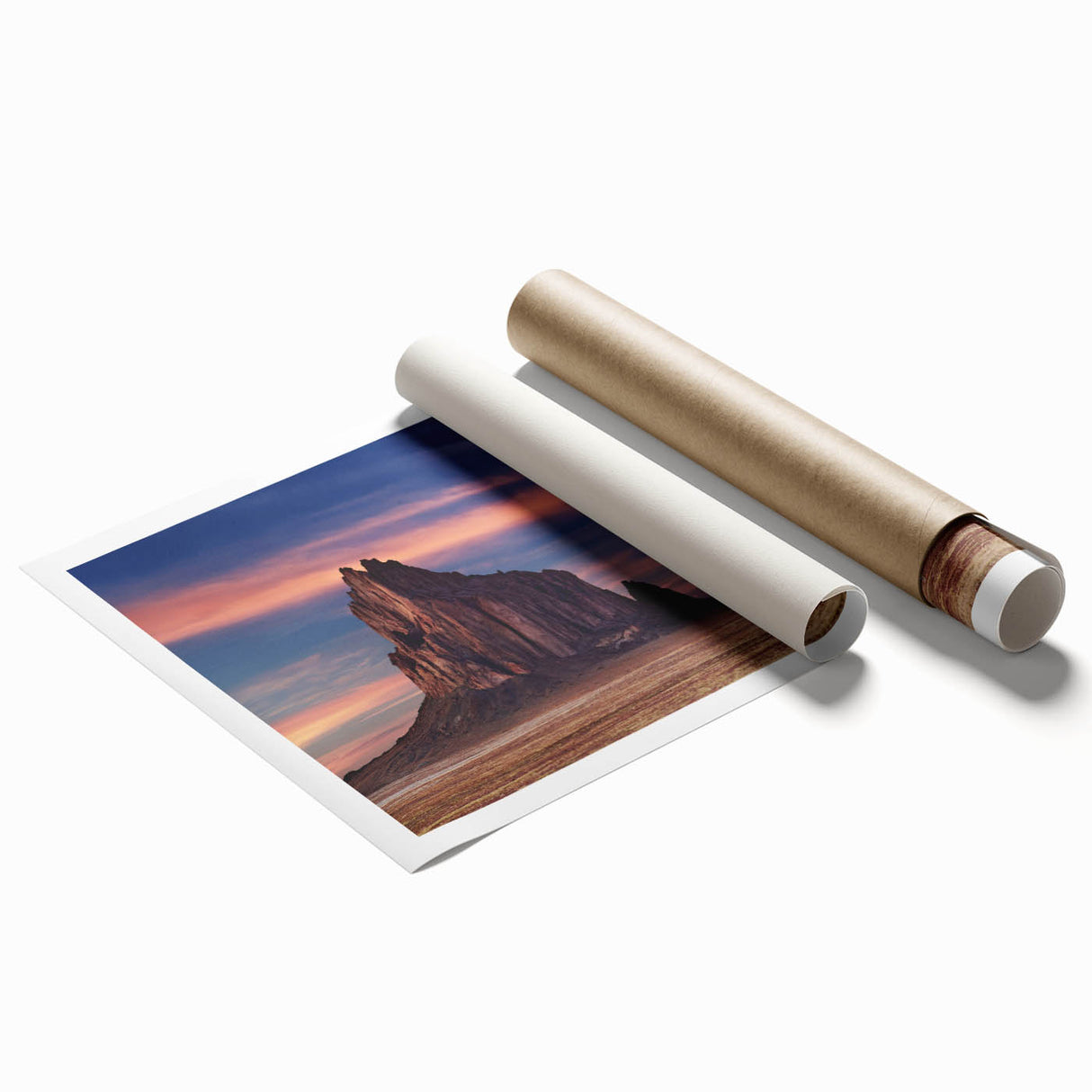 Extra large rolled print of White Sands, New Mexico with soft blue and white hues, ideal for classy bathroom wall art.