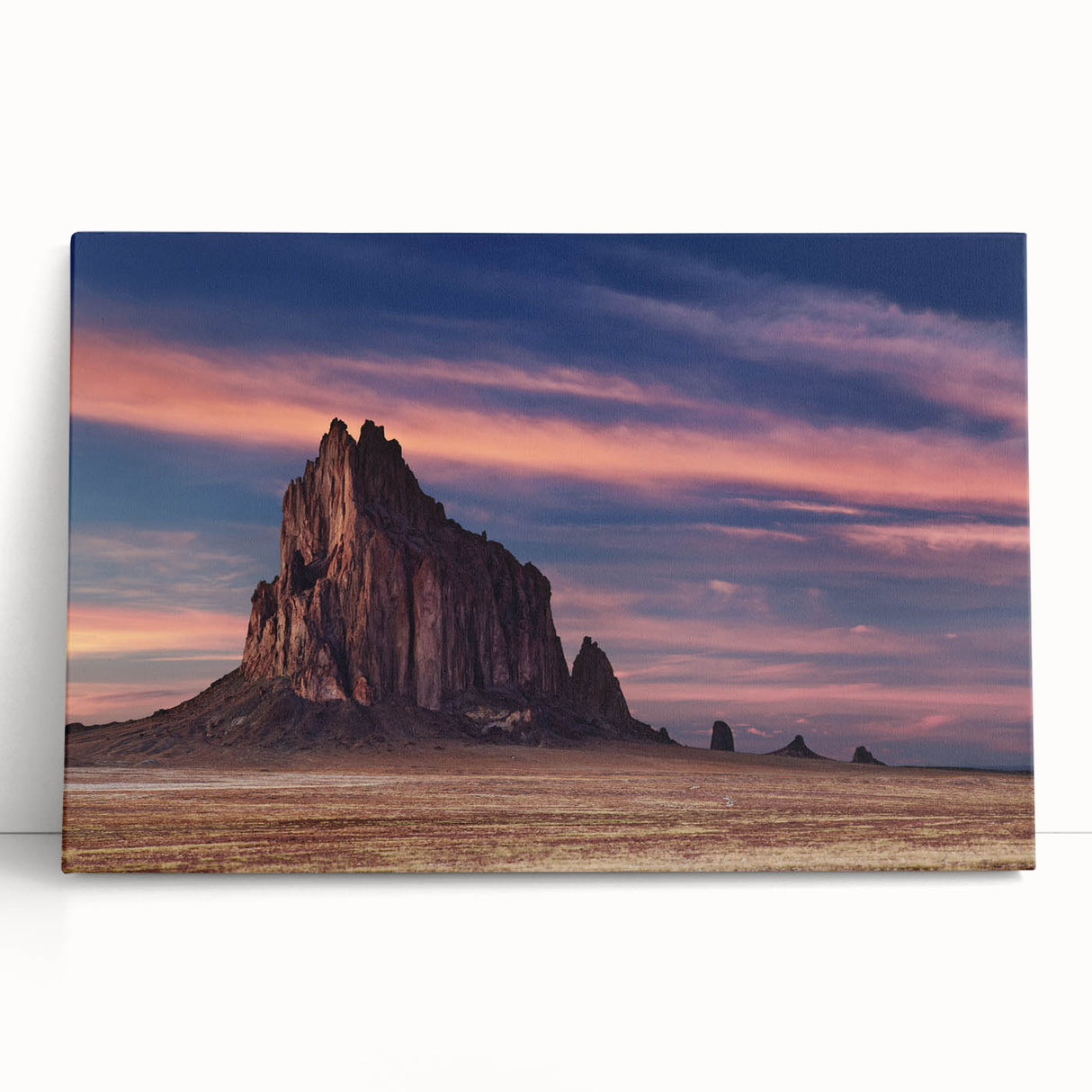 Black and white photograph of White Sands, New Mexico on a large stretched canvas.