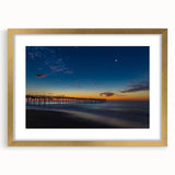 Extra large abstract art print of Cape Hatteras, featuring textured blue and beige tones on a framed canvas.