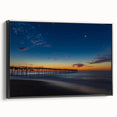 Black and white landscape art painting of Cape Hatteras on framed canvas, ideal for bedroom wall decor.