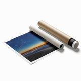 Rolled print of Cape Hatteras scenery, featuring muted green and blue tones, ideal for classy bathroom wall art.