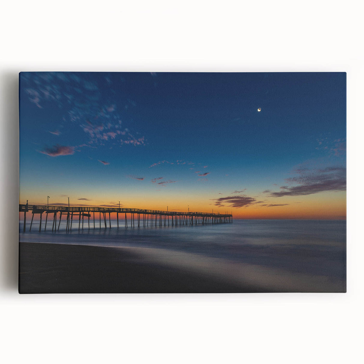Black and white print of Cape Hatteras lighthouse on stretched canvas, ideal for kitchen wall art.