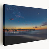 Large art print of Cape Hatteras scenery in muted blue and green tones on stretched canvas, ideal for kitchen wall art.