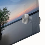 Large abstract wall art of Durham, North Carolina in muted gray and blue tones on acrylic glass.