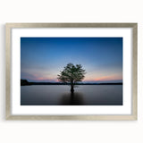 Textured abstract art print of Durham, North Carolina in muted blues and grays, framed in silver, ideal for bedroom art.