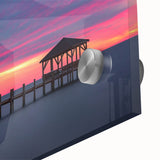 Acrylic print of a large abstract depiction of the Outer Banks in muted blue and gray tones.