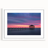 Abstract art print of Outer Banks scenery in muted blue and gray tones on a white framed poster.