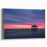 Framed canvas landscape art painting of North Carolina's Outer Banks in colorful tones, ideal for living room decor.