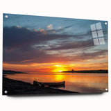 Large abstract wall art of North Dakota scenery in muted earth tones on acrylic glass.