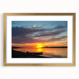 Extra large abstract art print of North Dakota scenery in gold frame, featuring textured brush strokes in earth tones.