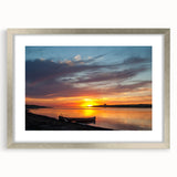 Textured abstract art print of North Dakota scenery in muted earth tones, framed in silver, ideal for bedroom art.