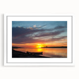 Abstract art print of North Dakota scenery in muted earth tones on a white framed canvas, suitable for dining room decor.