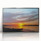 Mid-century modernist art depicting North Dakota scenery in muted earth tones, framed acrylic, ideal for nursery wall art.