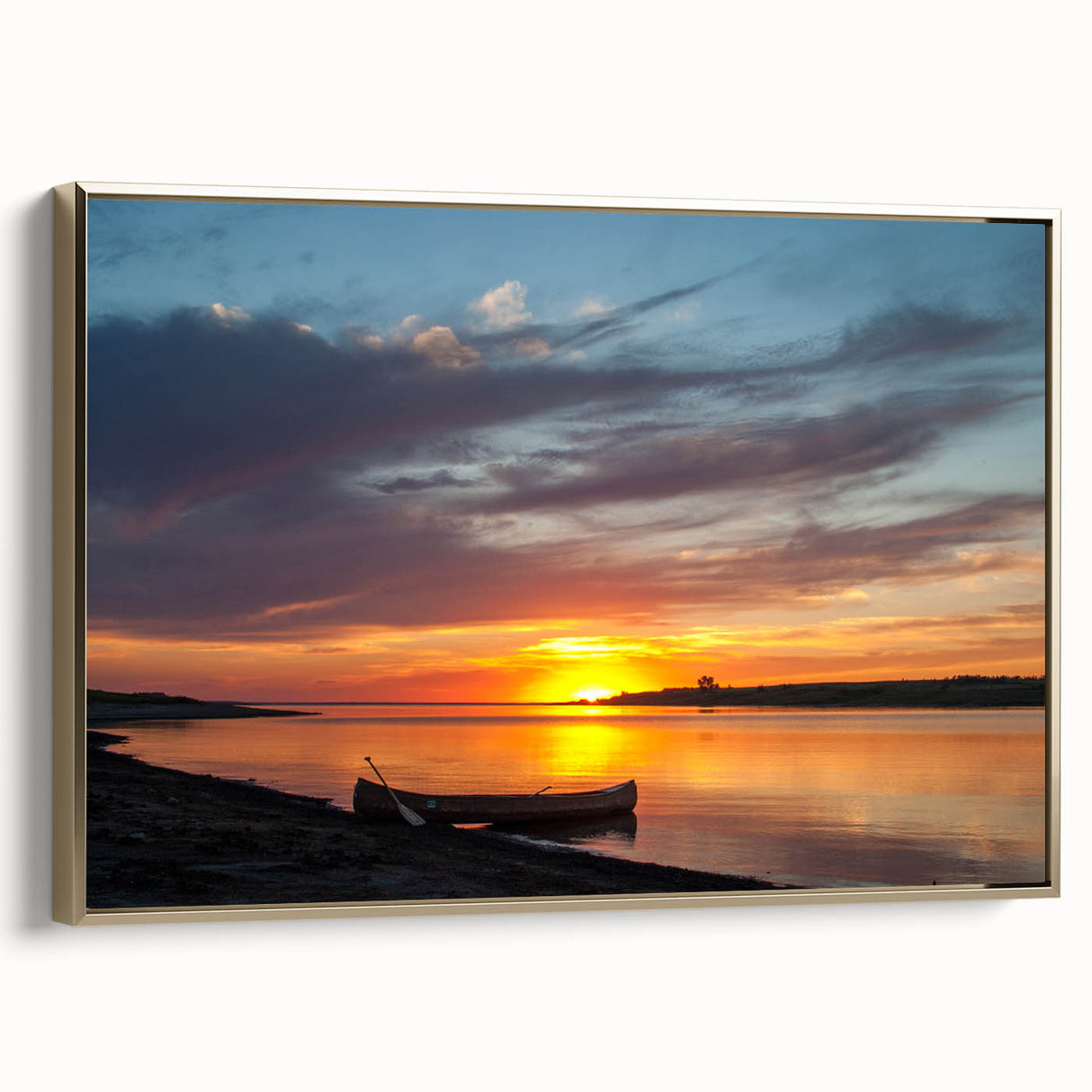 Framed canvas wall art of a North Dakota landscape in muted earth tones, ideal for bedroom decor.