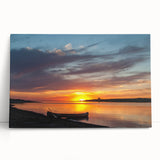 Black and white stretched canvas featuring a tranquil North Dakota landscape, ideal for kitchen wall art or bedroom ambiance.