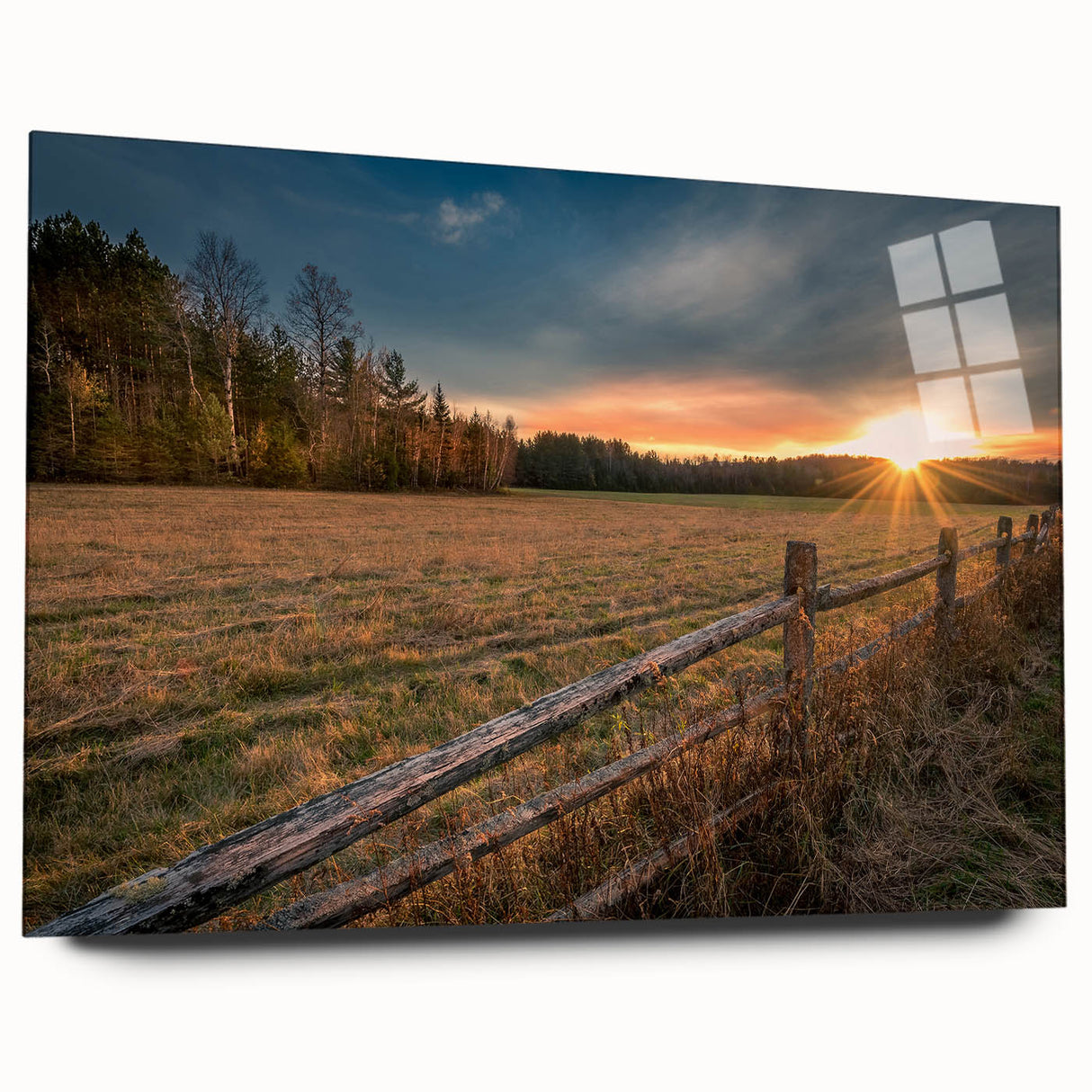 Acrylic print of Adirondacks scenery in muted earth tones, suitable for bedroom or dining room art.