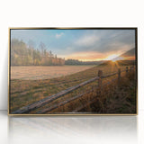 Framed acrylic print of Adirondacks scenery in autumn with gold and red hues, ideal for modern art wall decor.