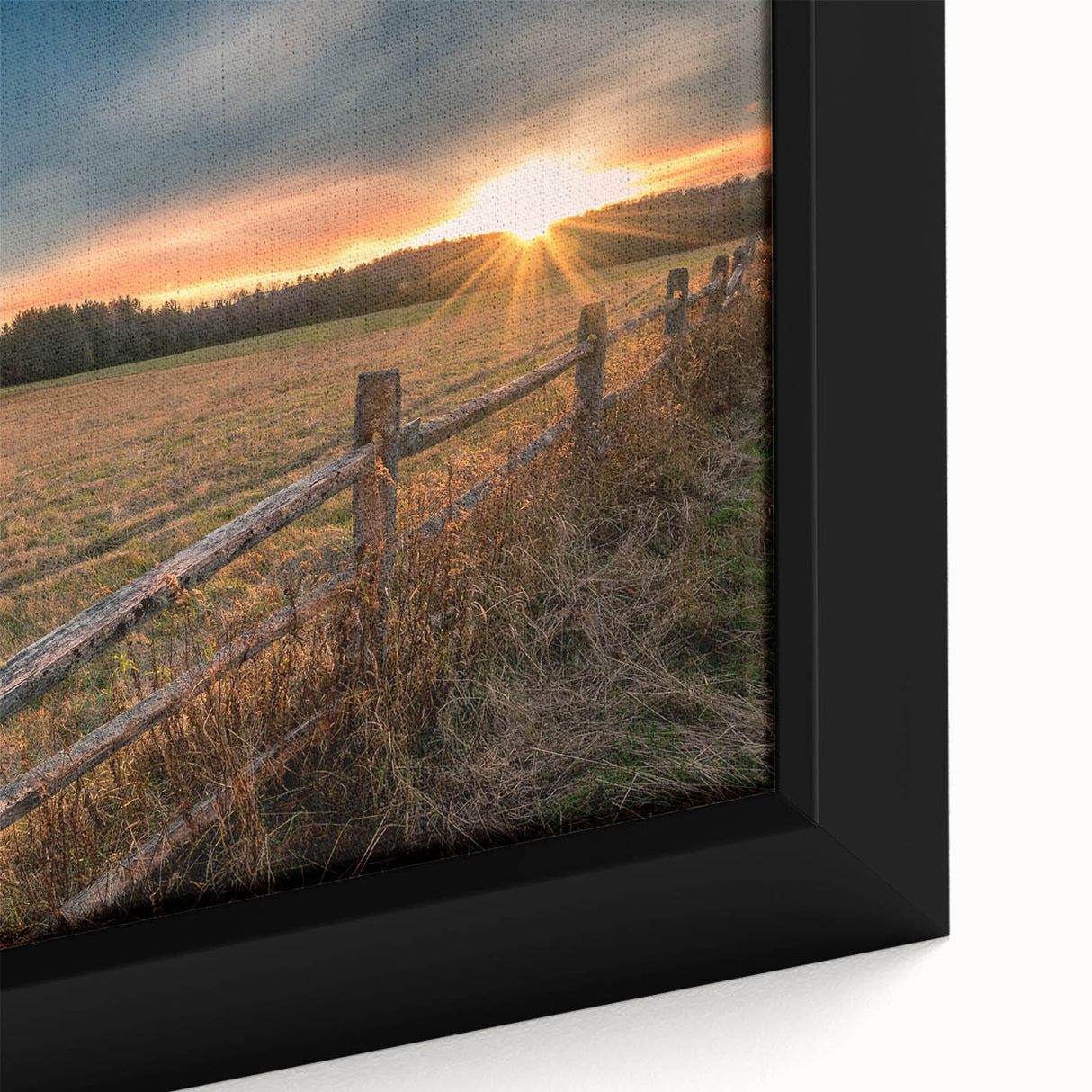 Extra large black wall art featuring a textured, colorful depiction of the Adirondacks on a framed canvas.