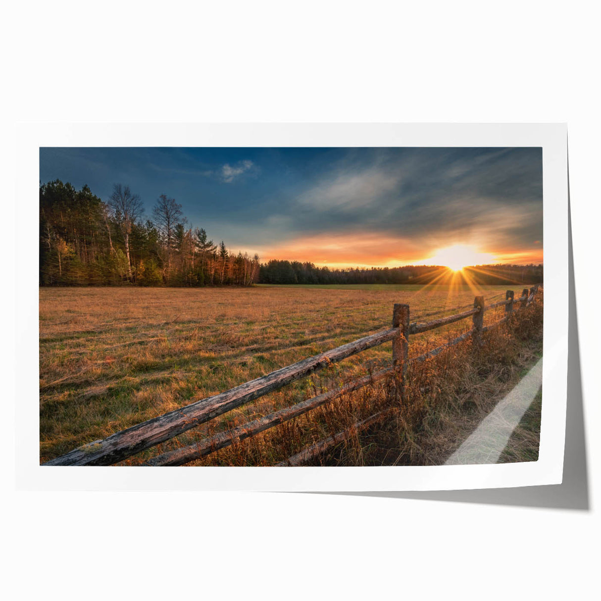 Extra large rolled print of Adirondack landscape in muted earth tones, suitable for art wall dining room.