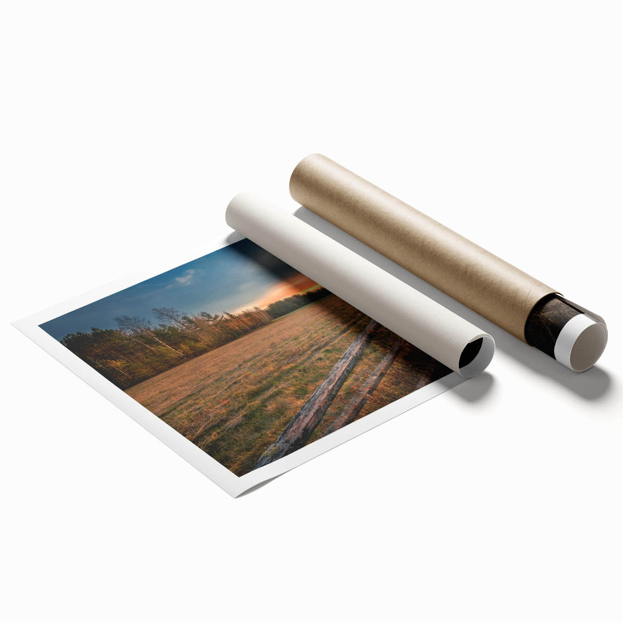 Extra large rolled print of Adirondack scenery in soft green and blue tones, suitable for classy bathroom wall art.