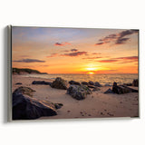 Framed canvas of a vintage Long Island landscape painting in muted colors, ideal for living room decor.