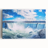 Black and white large art print of Niagara Falls on stretched canvas, suitable for kitchen wall art.