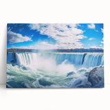 Black and white photograph of Niagara Falls on stretched canvas, suitable as large kitchen wall art or for a bedroom.