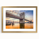 Extra large abstract art print of the Brooklyn Bridge in textured gray tones on a framed canvas, ideal for living room decor.