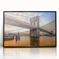 Large abstract wall art of Brooklyn Bridge in grayscale on a framed acrylic, ideal for modern art wall decor.