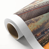 Art deco poster of Brooklyn Bridge in monochrome tones on rolled canvas, suitable for nursery wall art or dining room decor.