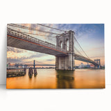 Black and white photo of the Brooklyn Bridge on stretched canvas, ideal for kitchen wall art or bedroom ambiance.