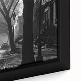 Extra large framed canvas of textured Brooklyn Bridge scene in black with colorful highlights, ideal for living room decor.